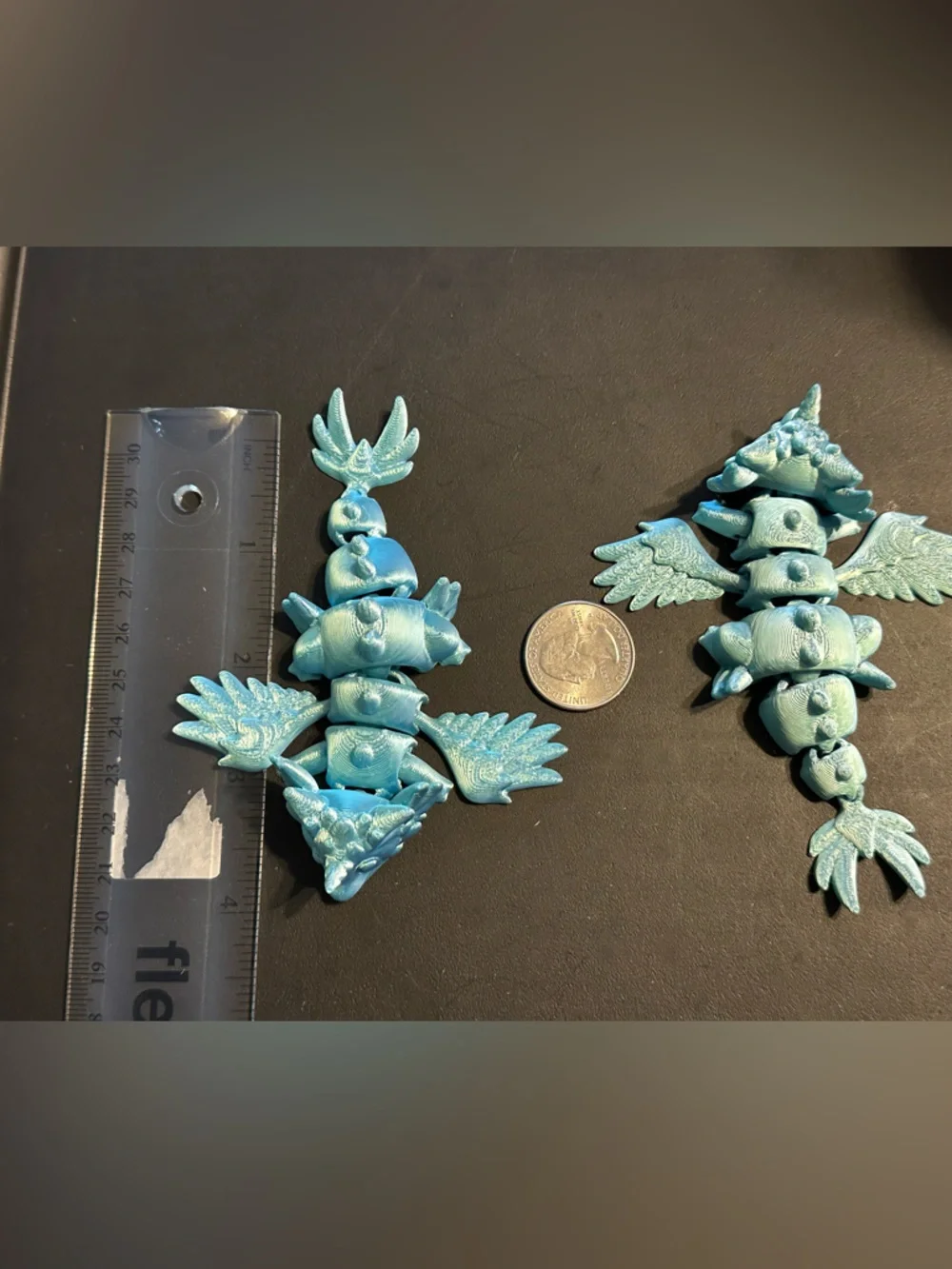 Blue 3-D printed - toy, decoration or Accent set of 2
